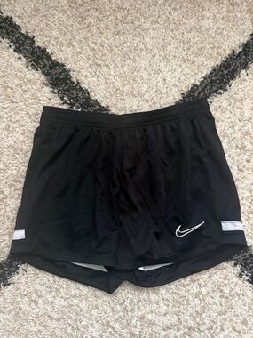 Nike Black Athletic Running Shorts with White Swoosh